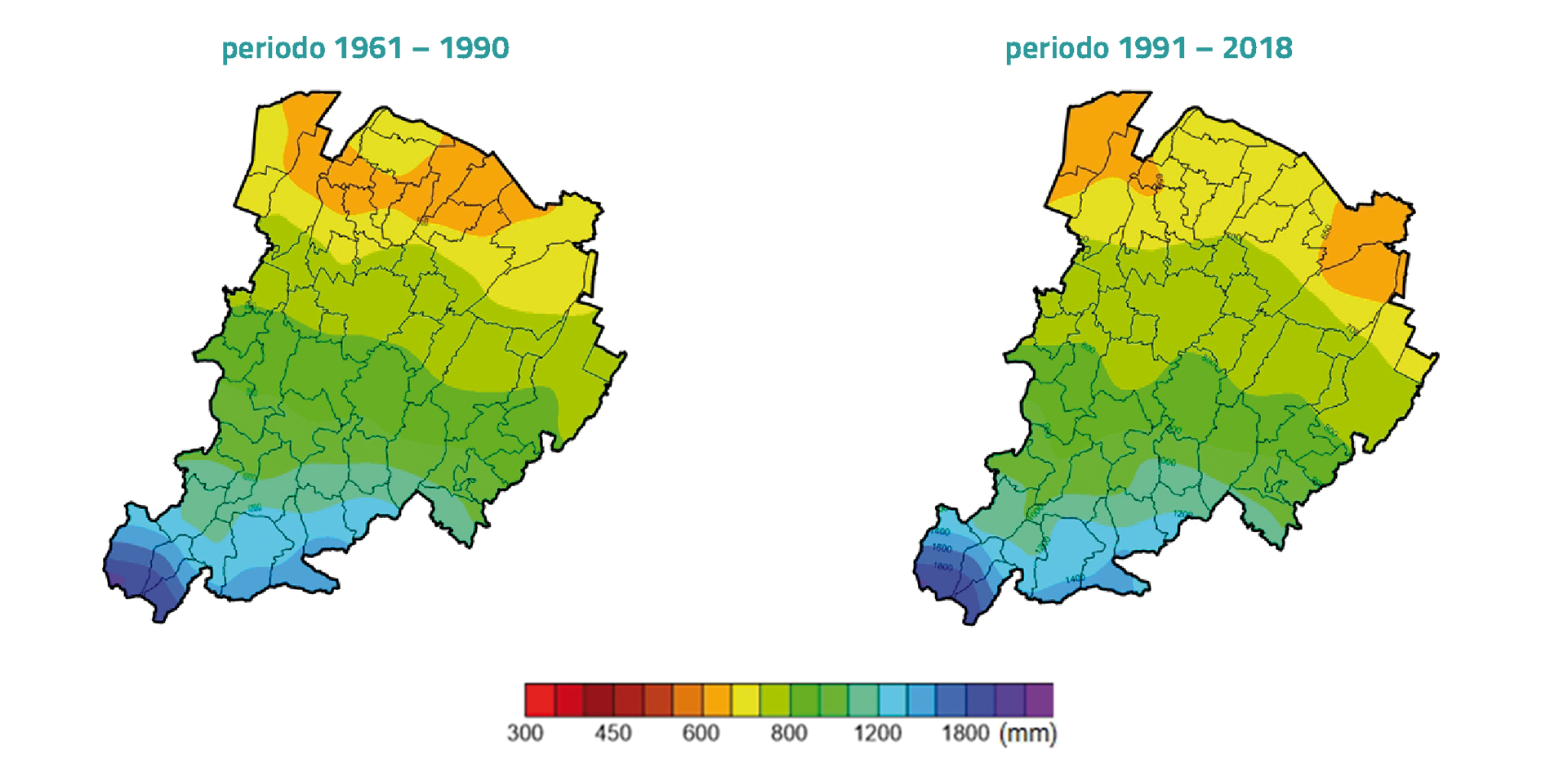 Precipitazioni cumulate medie annue: 