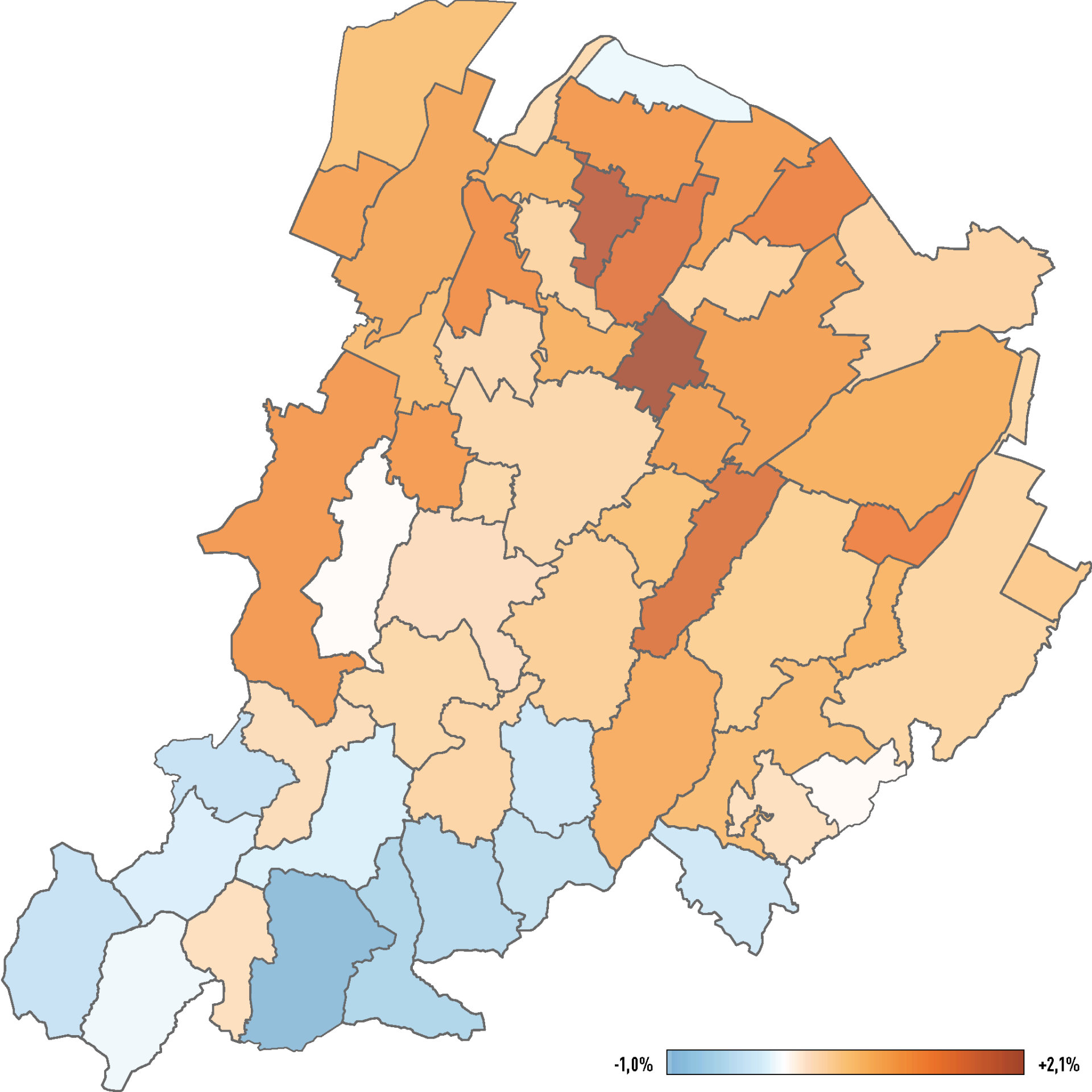 Variazione percentuale media annua della popolazione dal 2005 al 2018